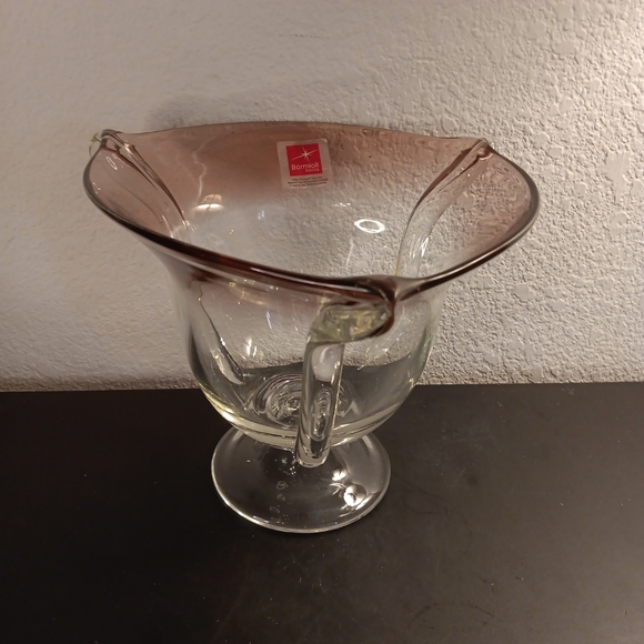 GORGEOUS NEW Bormioli Rocco in Italy Clear & Amethyst Umbra 9" Pedestal Vase. - Picture 2 of 6